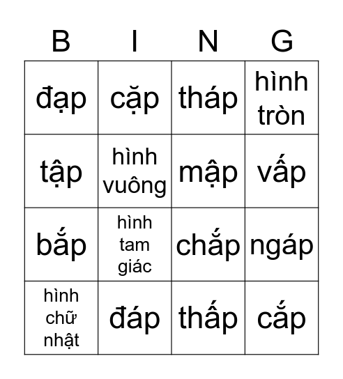 AP-ĂP-ÂP Bingo Card