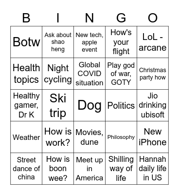 What will kc say Bingo Card