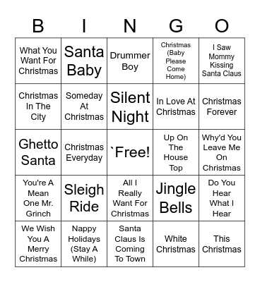 R&B Christmas Bingo Card