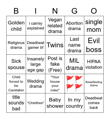 AITA Bingo Card