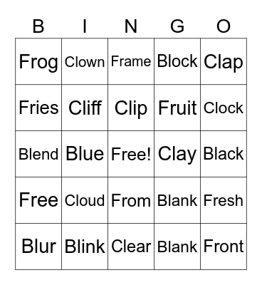 Blending Words Bingo Card