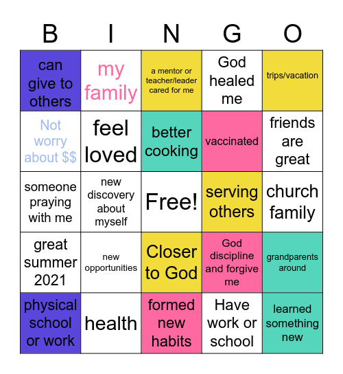 Blessings 2021 Bingo Card
