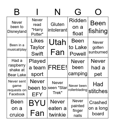Autograph Bingo Card