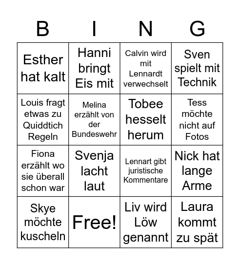 Kelpies Weihnachtsfeier Bingo Card