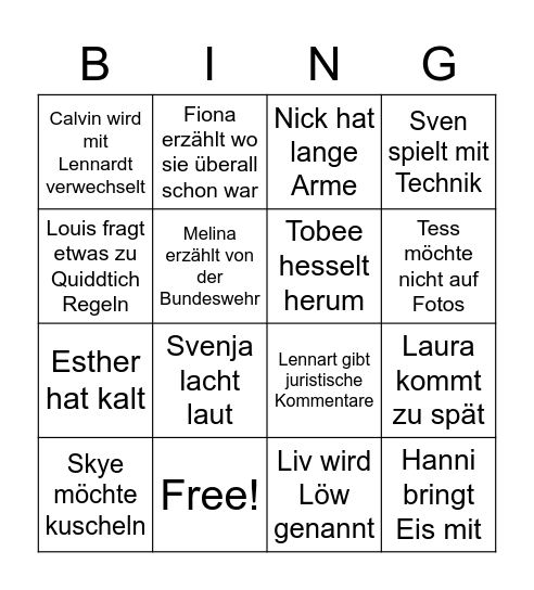 Kelpies Weihnachtsfeier Bingo Card