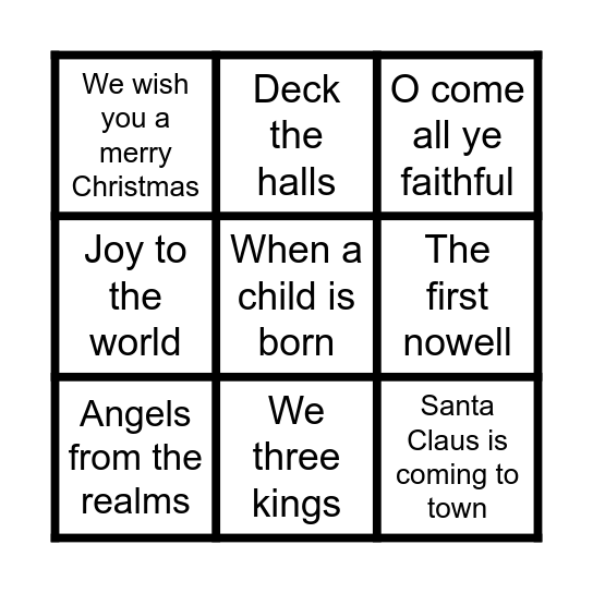 Christmas music 2 Bingo Card