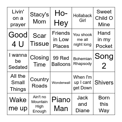 SINGO Bingo Card