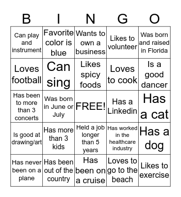 Networking Bingo Card