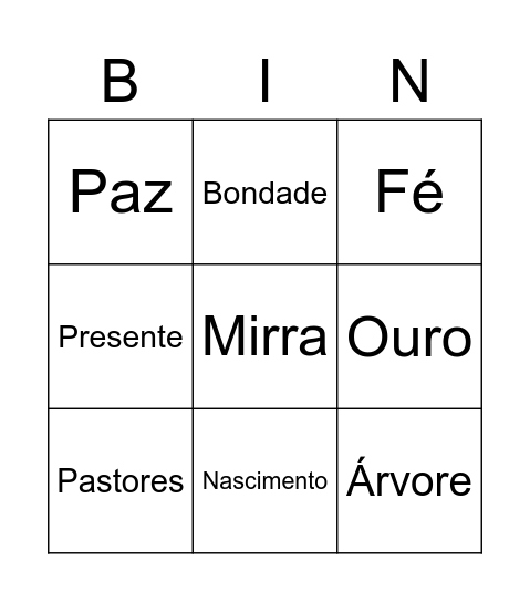 Natal Bingo Card