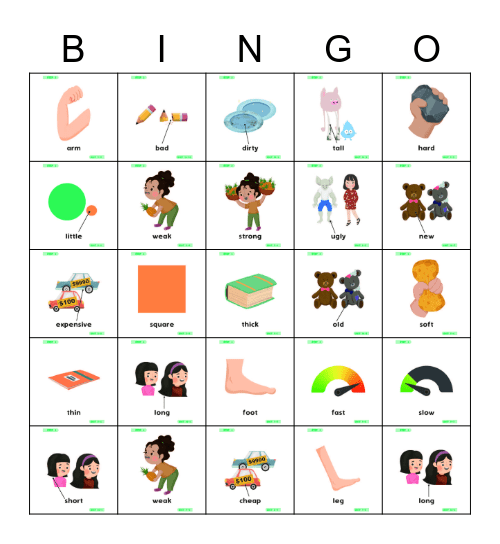 Vocabulary Bingo Card