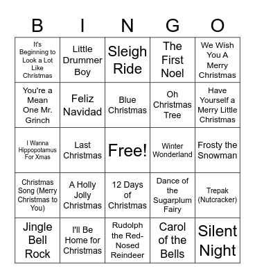 Holiday Bingo Card