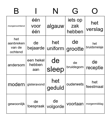 TaalActief thema 4 Bingo Card