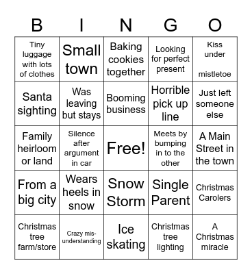 Hallmark Christmas Bingo Card