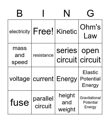 G8 Bingo! Bingo Card