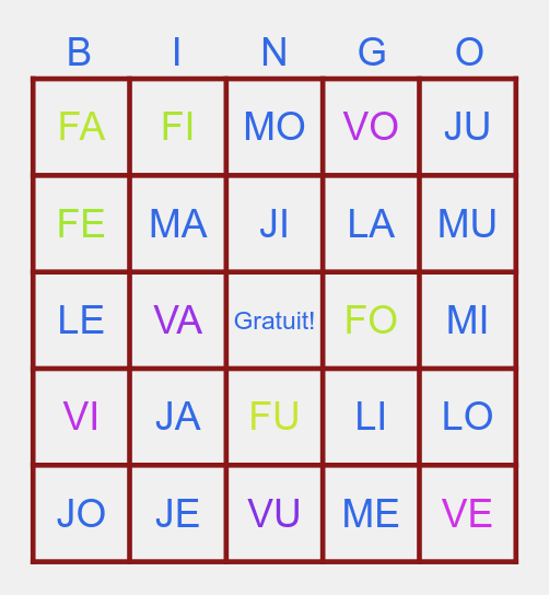 BINGO - J-V-L-M-F (Gigi) Bingo Card