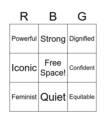 "RBG" Bingo Card