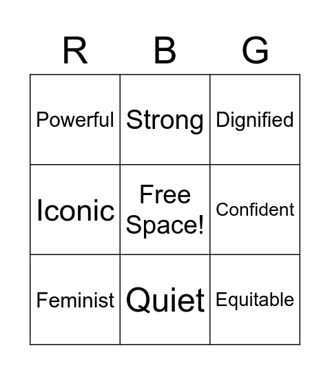 "RBG" Bingo Card