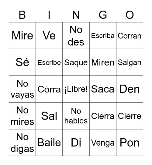 Mandatos Bingo Card