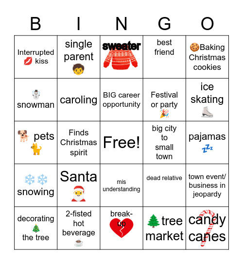 Christmas movie BINGO Card