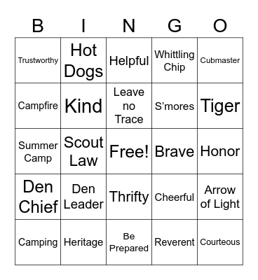 Scout Bingo Card