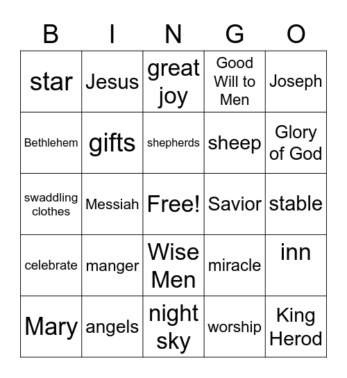 Christmas Bingo Card