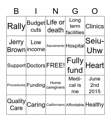 Medi-cal Matters Bingo Card