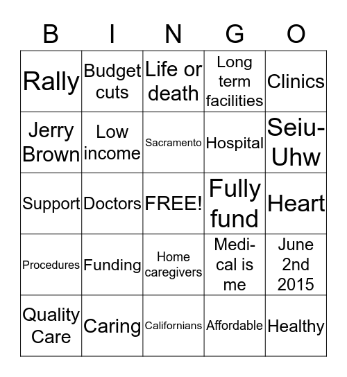 Medi-cal Matters Bingo Card