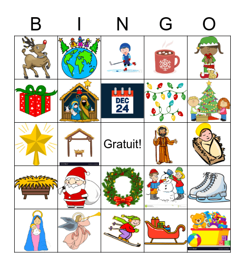 5e année: BINGO Noël Bingo Card