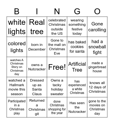 Christmas Bingo Card