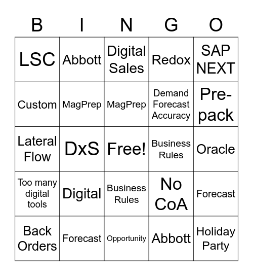 NADX Bingo Card