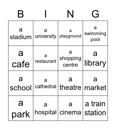 Welcome to my town Bingo Card