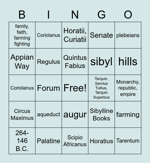 Famous Men of Rome Ch 1-13 Bingo Card