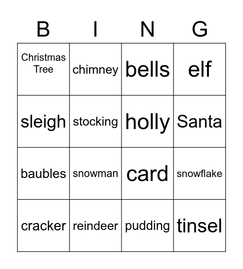 Christmas Bingo Card