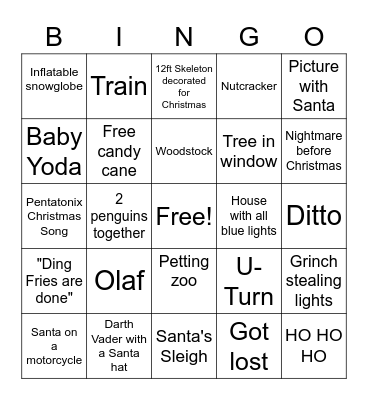 Christmas Lights 2021 Bingo Card