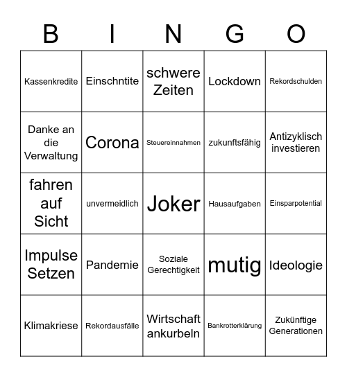 Haushalts Bingo Card
