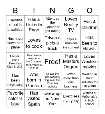 NETWORKING Bingo Card