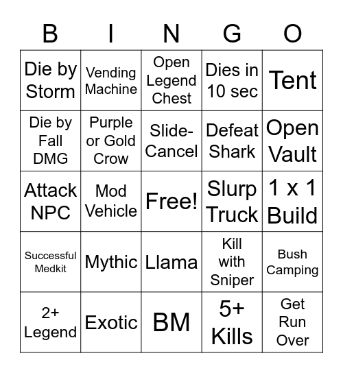 Untitled Bingo Card