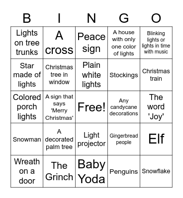 Christmas Lights! Bingo Card