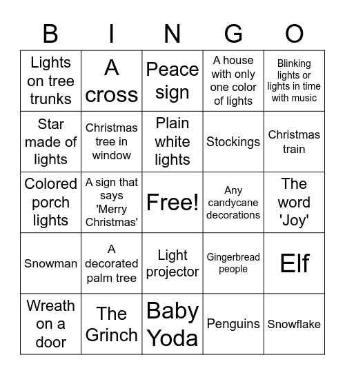 Christmas Lights! Bingo Card