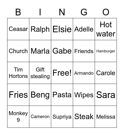 LG Christmas 2021 Bingo Card