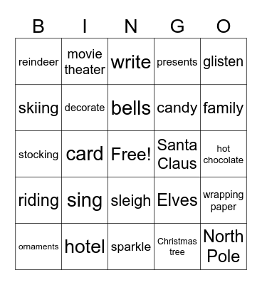 Nouns and Verbs Bingo Card