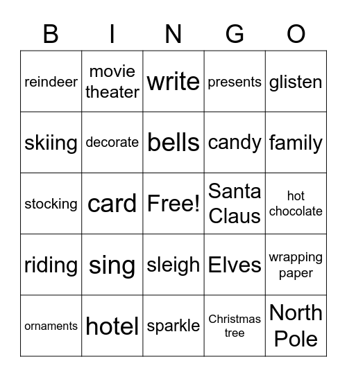 Nouns and Verbs Bingo Card