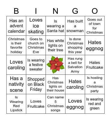 Christmas Ice Breaker Bingo Card