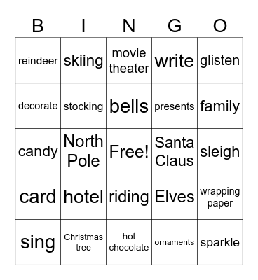 Nouns and Verbs Bingo Card