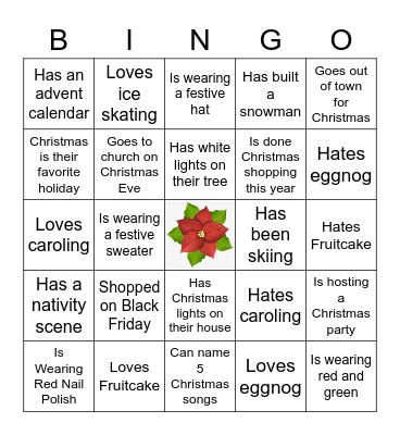 Christmas Ice Breaker Bingo Card