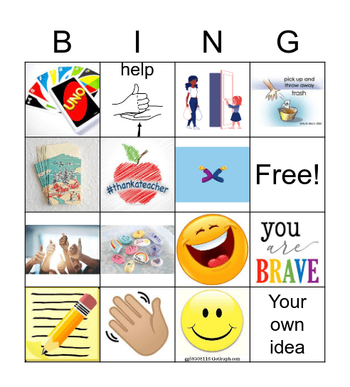 Random Acts of Kindness Bingo Card