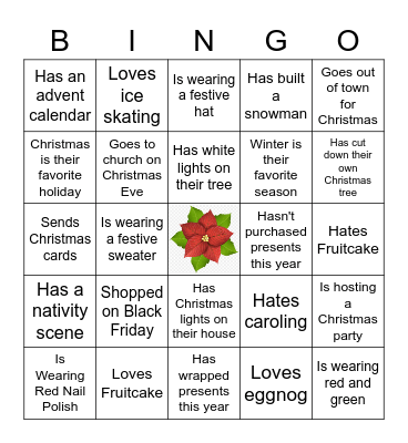 Christmas Ice Breaker Bingo Card