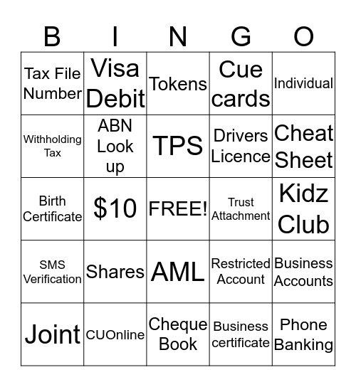 Opening Memberships Bingo Card