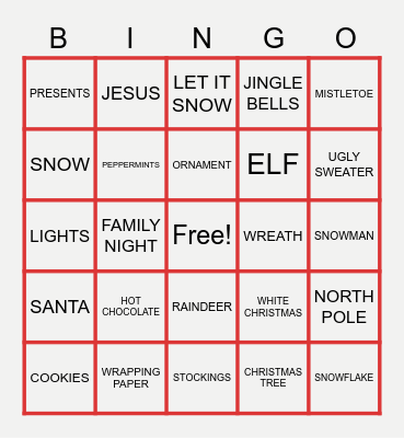 CHRISTMAS SPIRIT Bingo Card