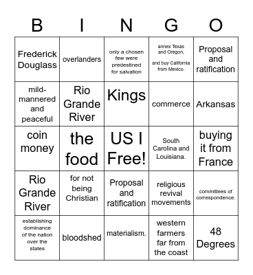 Semester Exam Bingo Card